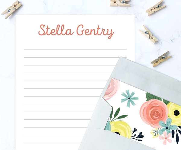 Kids Letter Writing Set • Floral Stationery