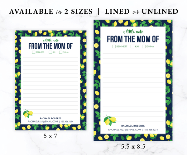 Personalized Mom Notepad • Lemons