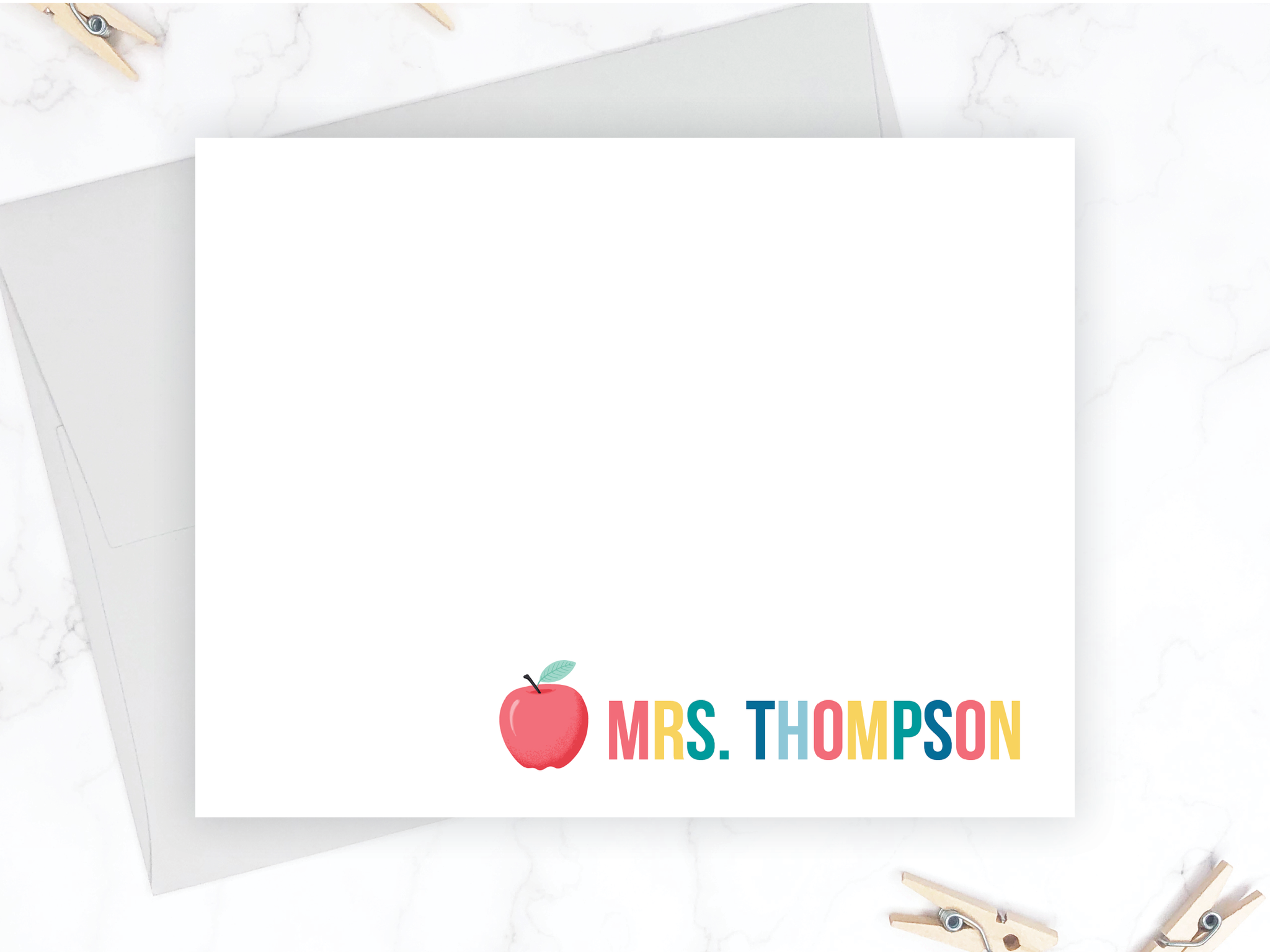 Apple for Teacher • Flat Note Cards