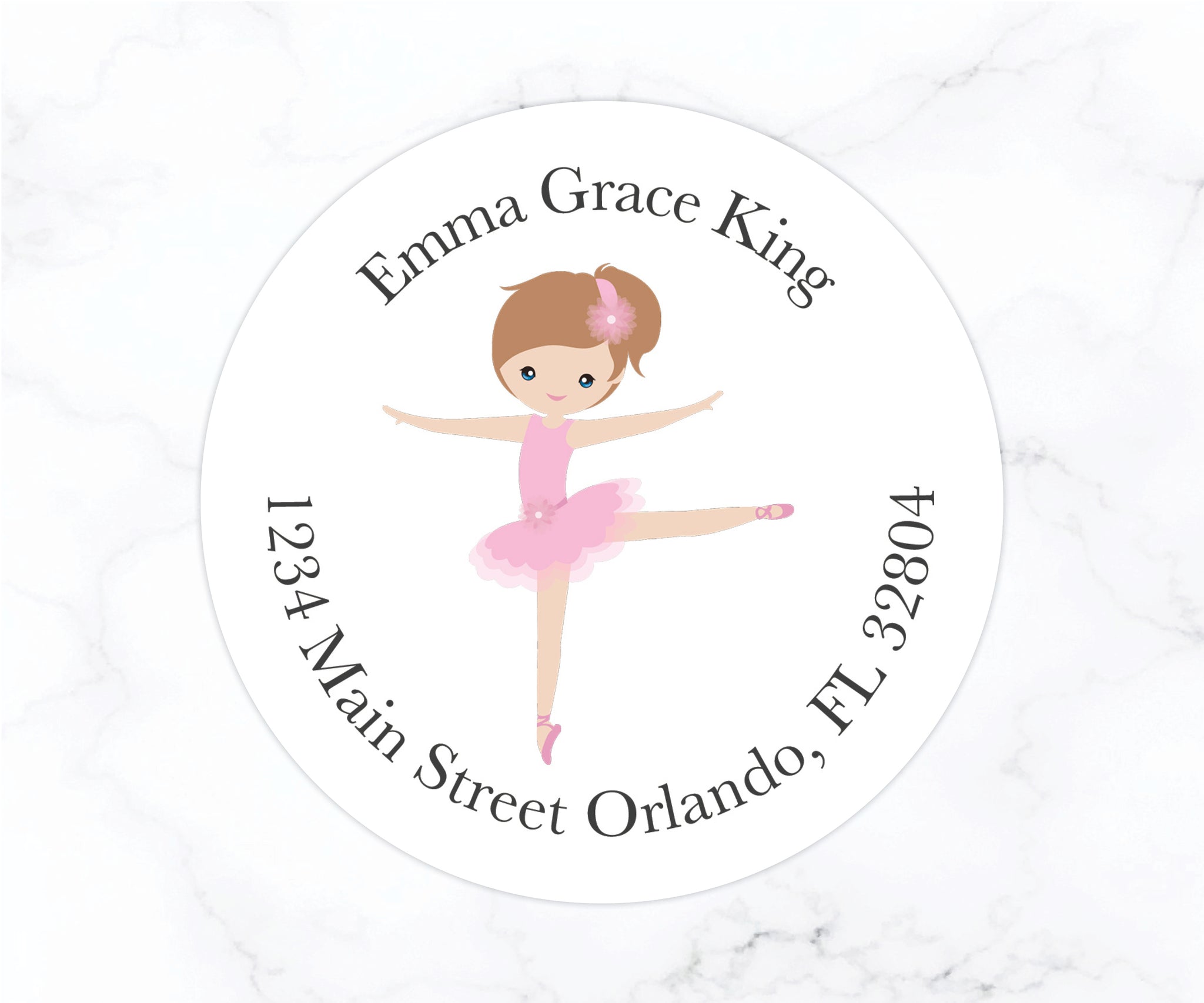 Ballerina | Round Return Address Labels