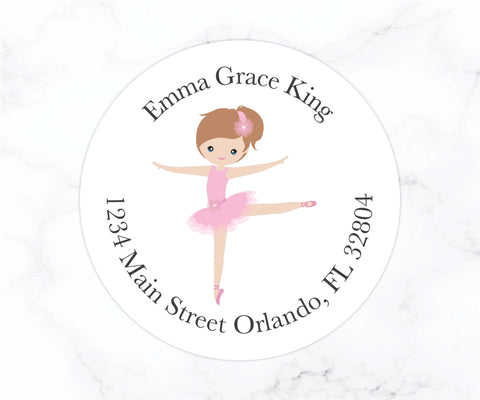 Ballerina | Round Return Address Labels