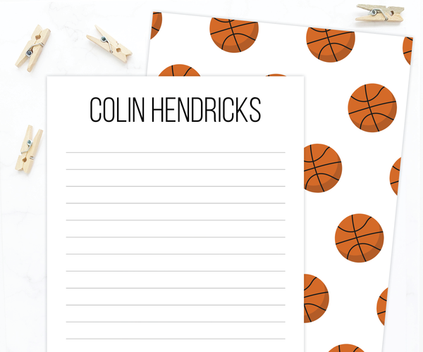 Kids Letter Writing Set • Basketball Stationery