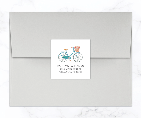 Spring Bicycle | Square Address Labels