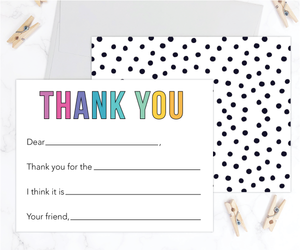 Black Polka Dot • Fill-in-the-Blank Thank You Cards