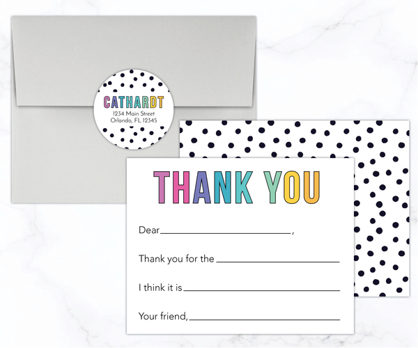 Black Polka Dot • Fill-in-the-Blank Thank You Cards