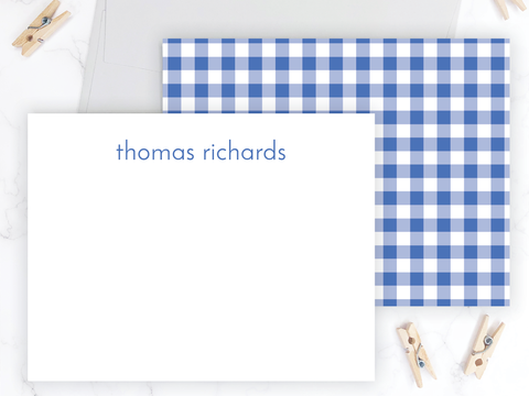 Blue Plaid • Flat Note Cards