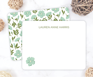 Blue Floral • Flat Note Cards