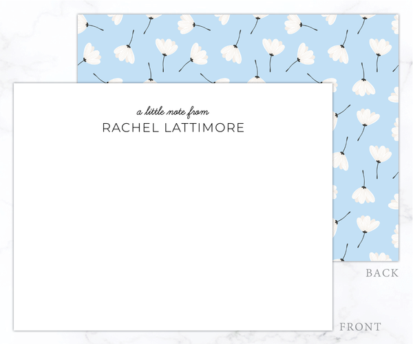 Blue White Floral • Flat Note Cards