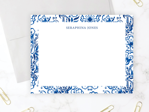 Blue & White • Flat Note Cards