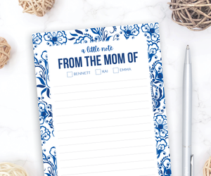 Personalized Mom Notepad • Blue & White