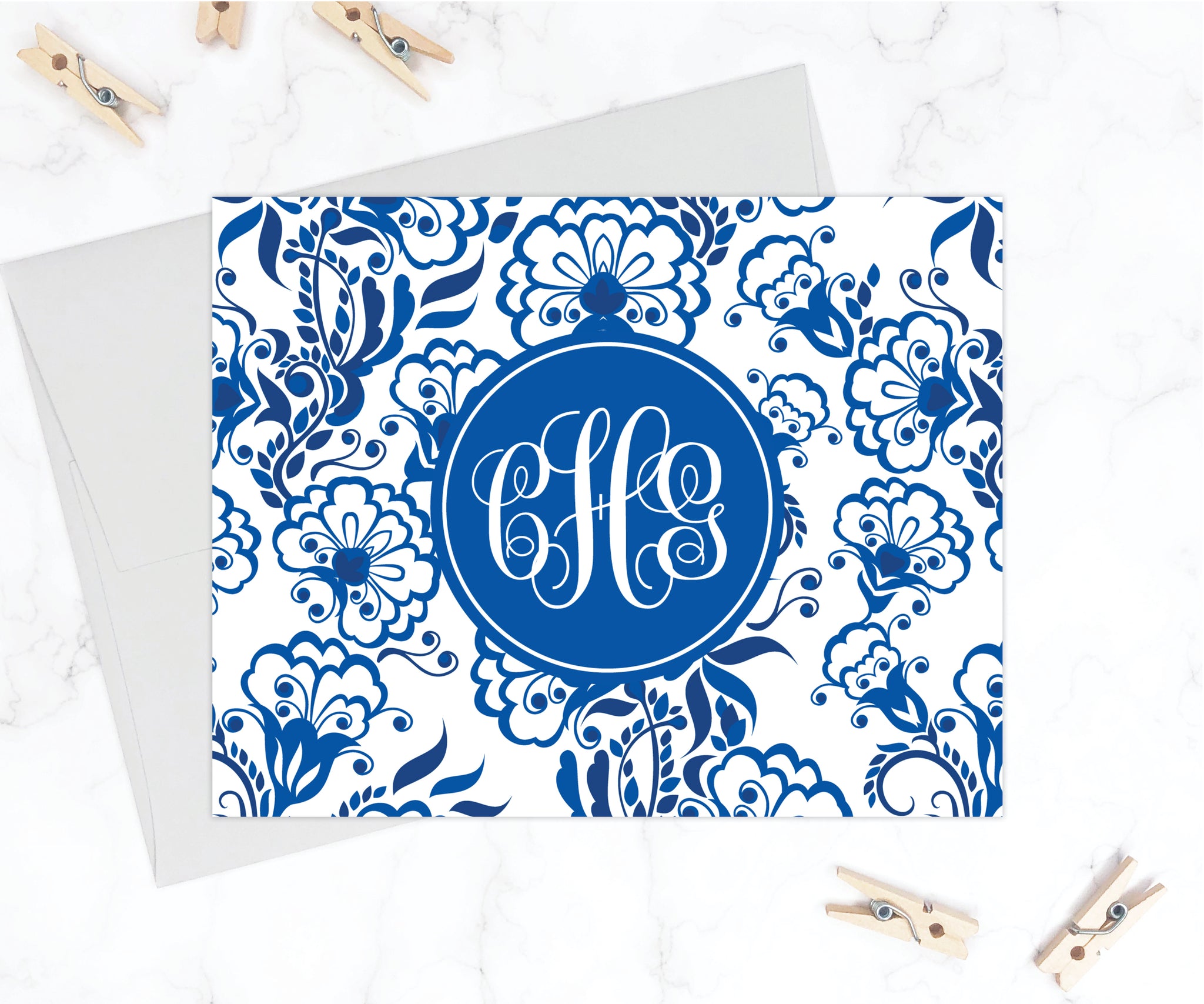 Blue & White • Folding Note Cards