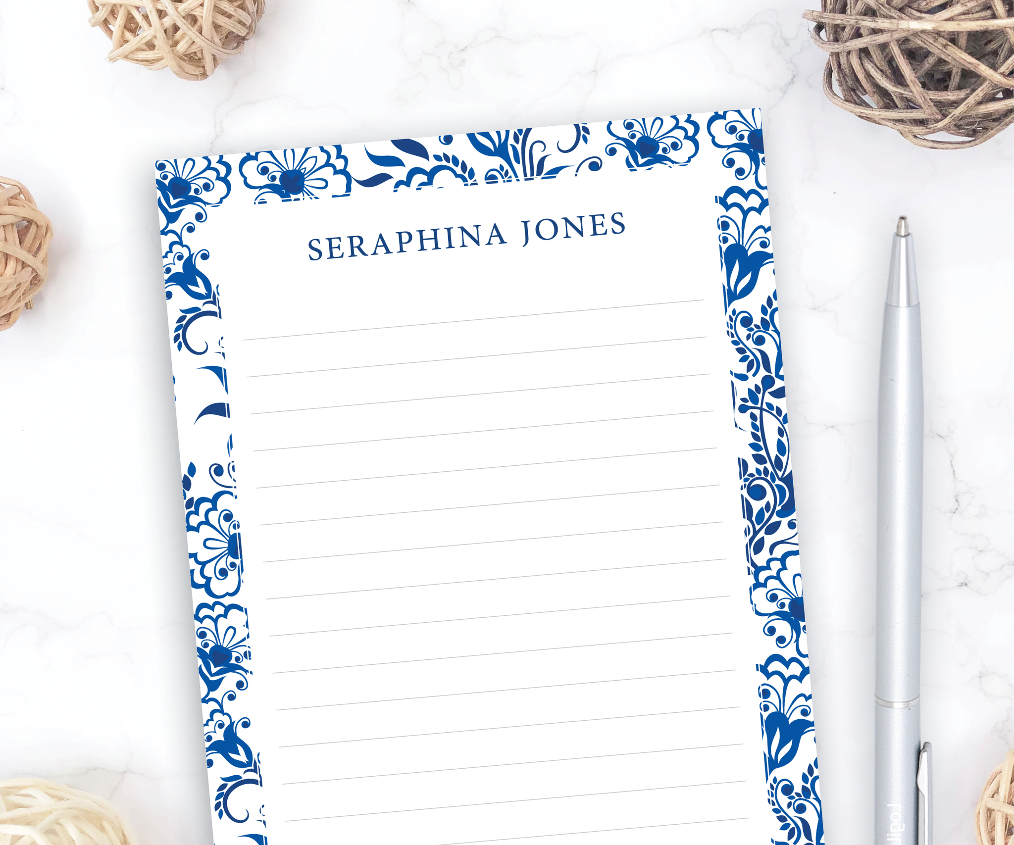 Personalized Notepad • Blue & White
