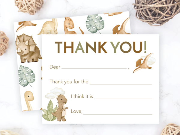 Boho Dino • Fill-in-the-Blank Thank You Cards