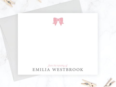 Pink Bow • Flat Note Cards
