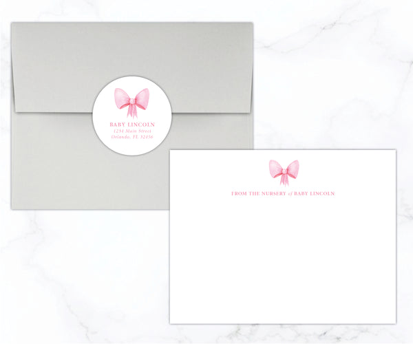 Watercolor Bow • Flat Note Cards