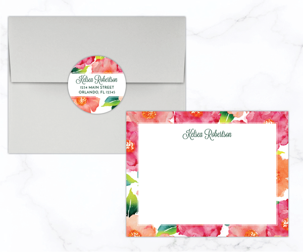 Vibrant Floral • Flat Note Cards