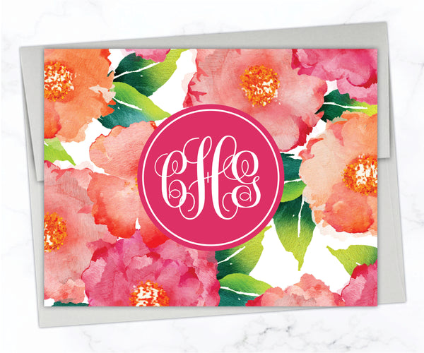 Floral Monogram • Folding Note Cards