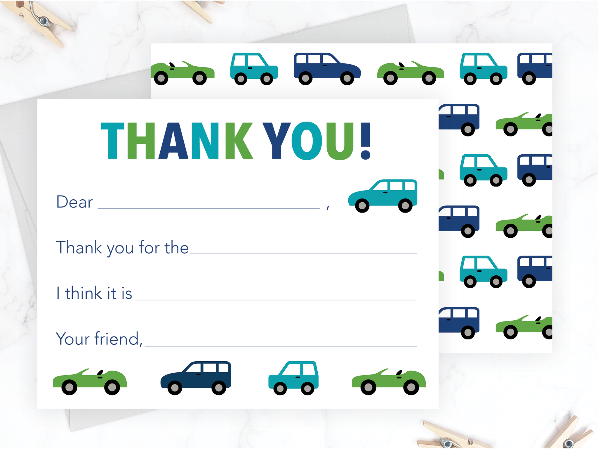 Cars • Fill-in-the-Blank Thank You Cards