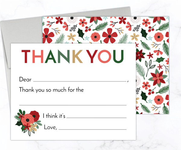 Floral • Fill-in-the-Blank Thank You Cards