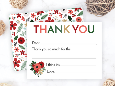 Floral • Fill-in-the-Blank Thank You Cards