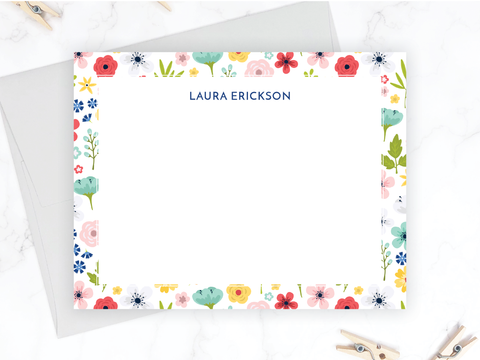 Rainbow Floral • Flat Note Cards
