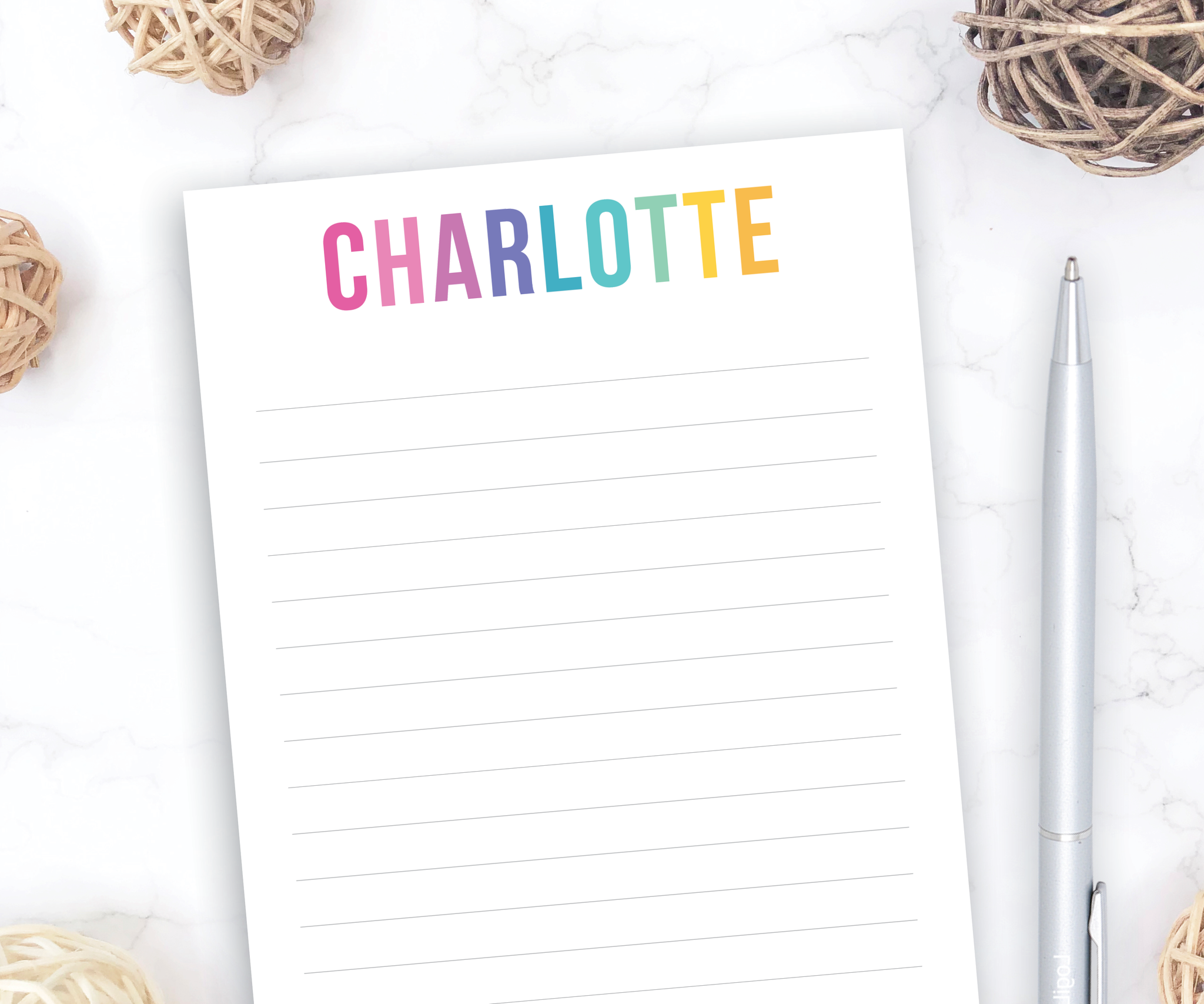 Personalized Notepad • Colorful Name