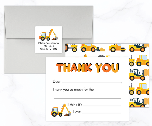 Construction • Fill-in-the-Blank Thank You Cards