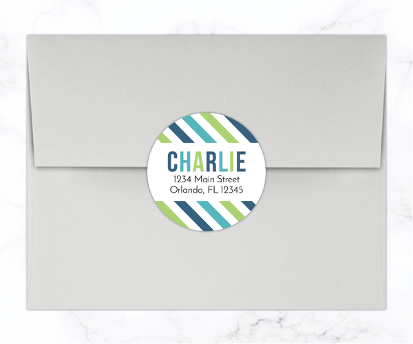 Blue & Green Stripes • Fill-in-the-Blank Thank You Cards