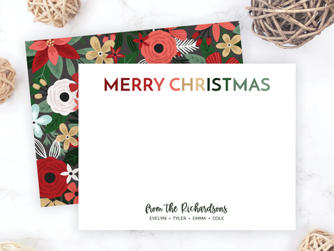 Holiday Floral • Flat Note Cards