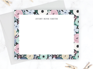 Plum Floral • Flat Note Cards