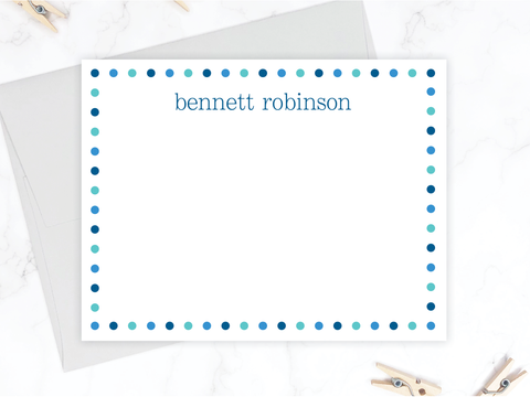Blue Dots • Flat Note Cards
