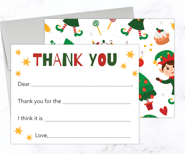 Elf • Fill-in-the-Blank Thank You Cards