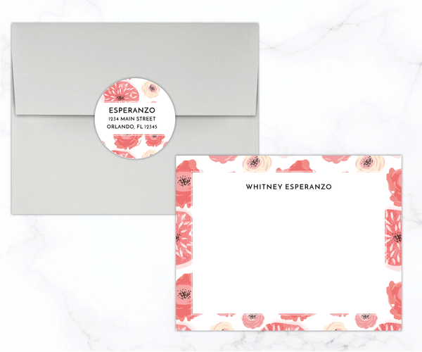 Red Flowers • Flat Note Cards
