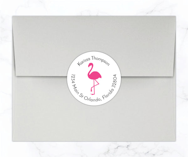 Flamingo | Round Return Address Labels