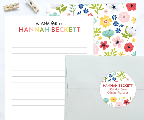 Kids Letter Writing Set • Floral Stationery