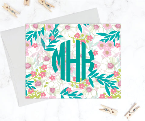 Floral Monogram • Folding Note Cards