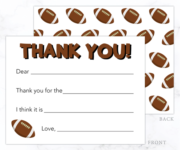 Football • Fill-in-the-Blank Thank You Cards