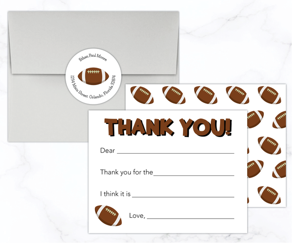 Football • Fill-in-the-Blank Thank You Cards