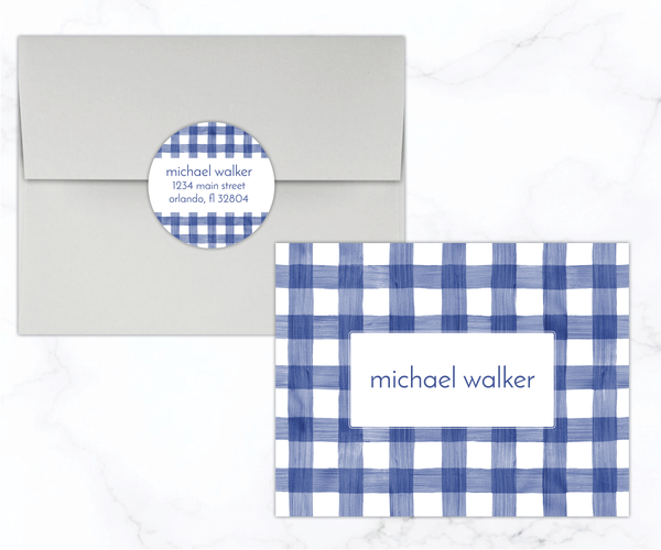 Navy Gingham • Folding Note Cards