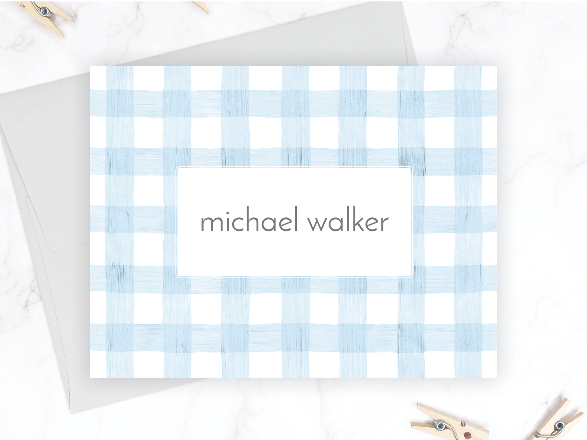 Sky Gingham • Folding Note Cards