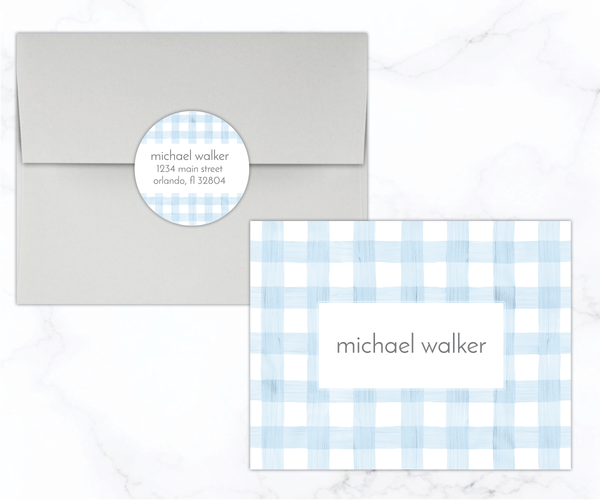 Sky Gingham • Folding Note Cards