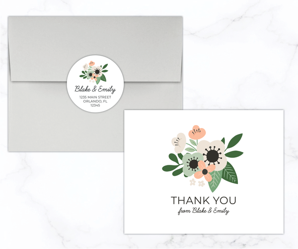 Peach Floral • Thank You Cards