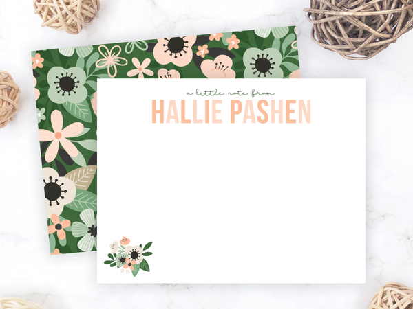 Peach Floral • Flat Note Cards