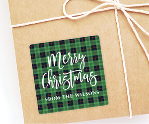 Green Plaid • Holiday Gift Labels
