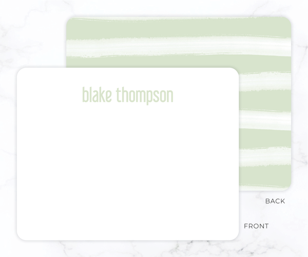 Green Watercolor Stripe • Flat Note Cards