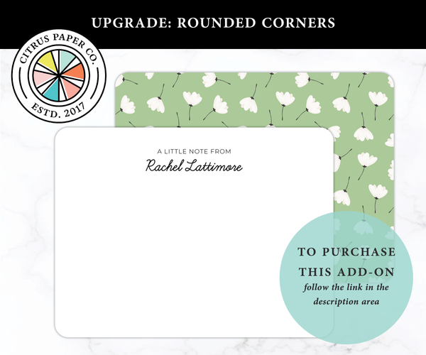 Green White Floral • Flat Note Cards