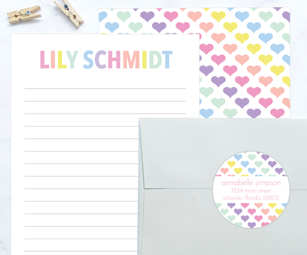 Kids Letter Writing Set • Heart Stationery