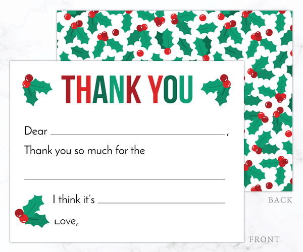 Holly • Fill-in-the-Blank Thank You Cards