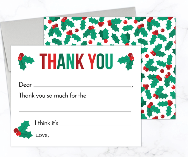 Holly • Fill-in-the-Blank Thank You Cards