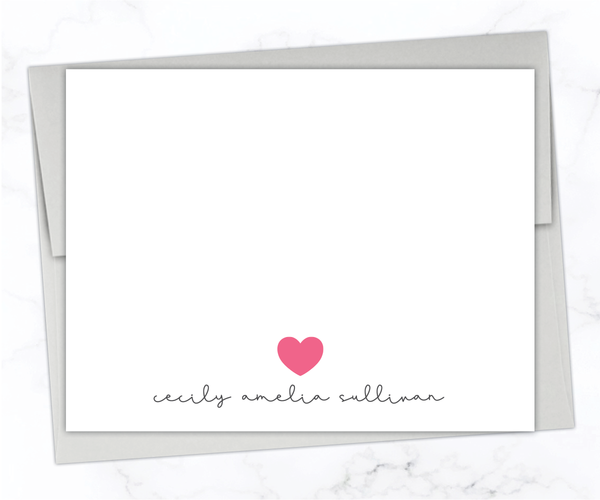 Hot Pink Heart • Flat Note Cards